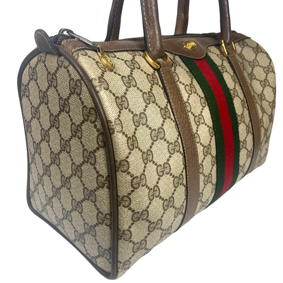 🔴SOLD🔴Gucci Boston Brown color Green & Red Web GG monogram Bag - Picture 4 of 16